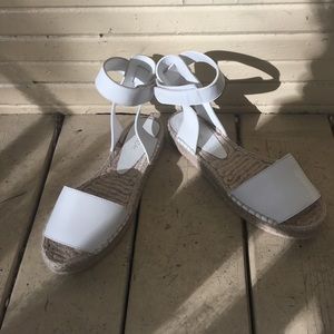 Beige Vince strap on espadrilles